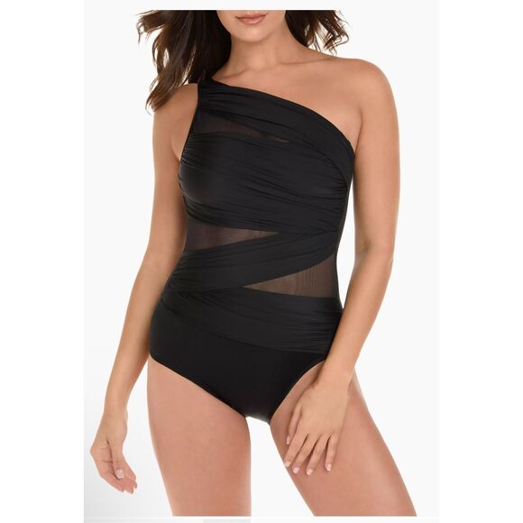 Mircalesuit NWOT Jena one piece one shoulder mesh piece 8